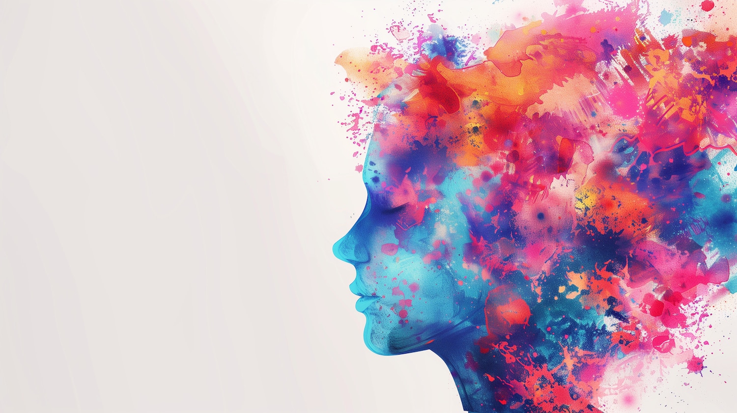 Abstract illustration of mental health - colorful painting of a young woman
