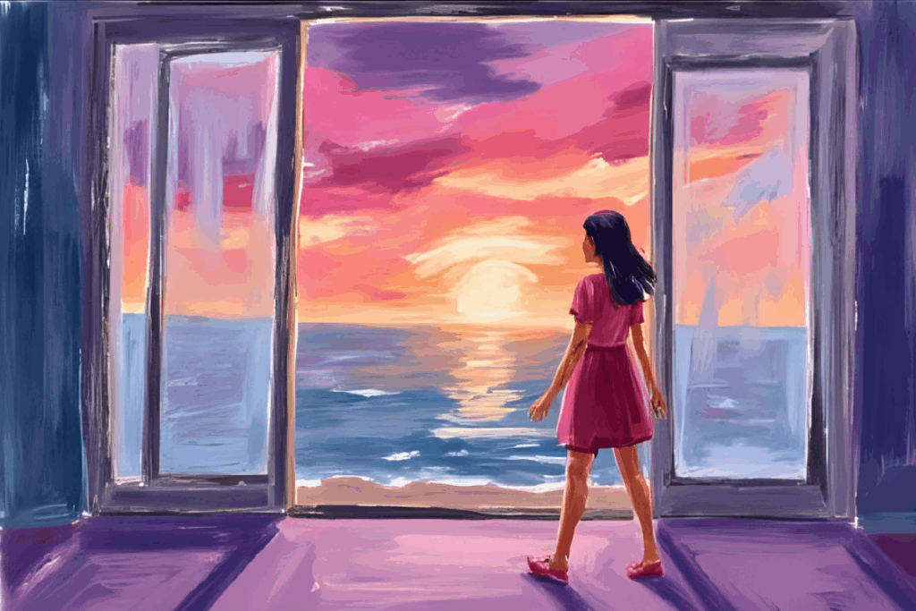Magnolia Creek - Featured Image - Anxiety and Eating Disorders - Watercolor painting of woman standing at window