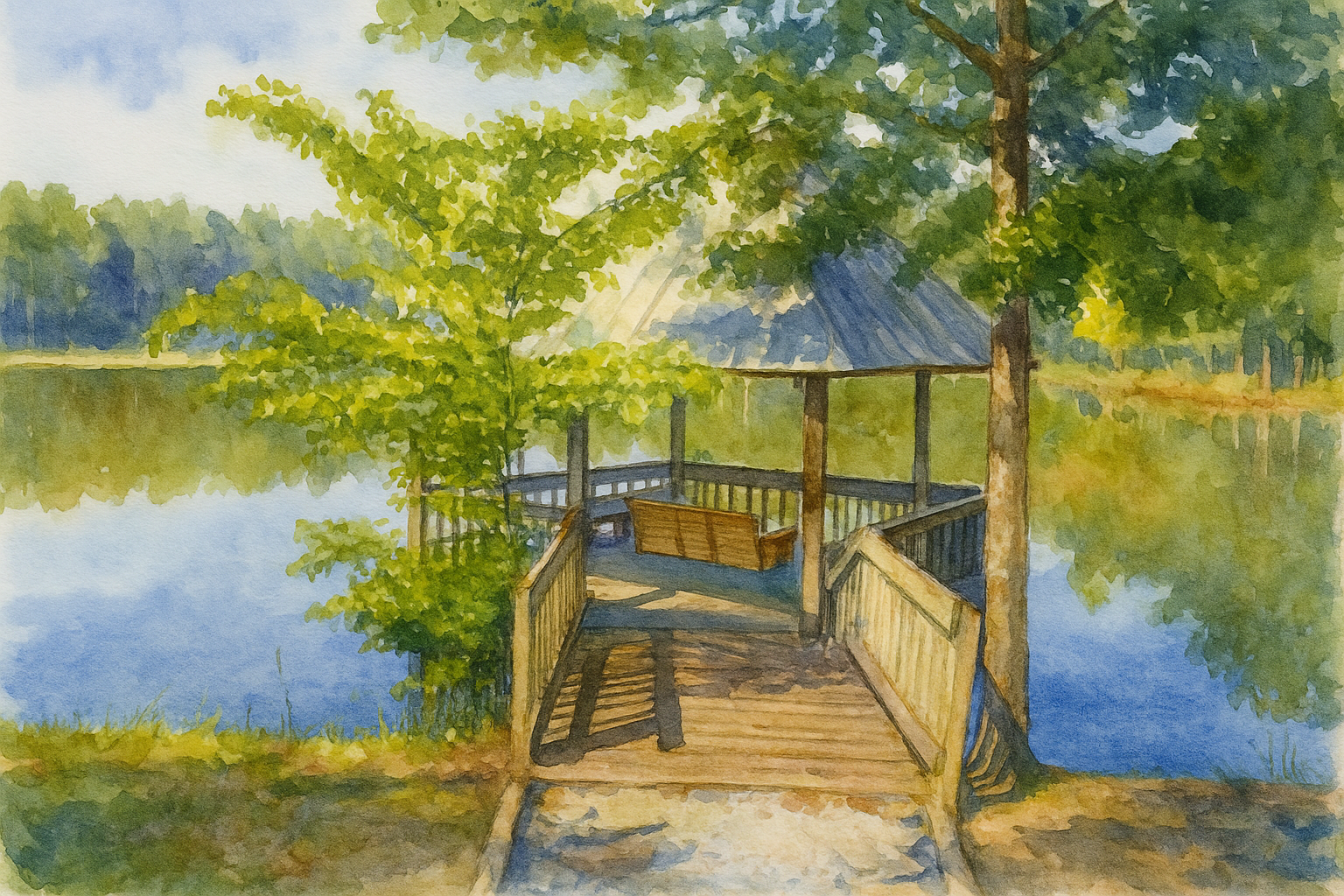 Magnolia Creek - Pencil drawing of dock