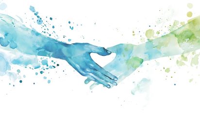 Two hands are touching each other in a painting Two hands are touching each other in a painting