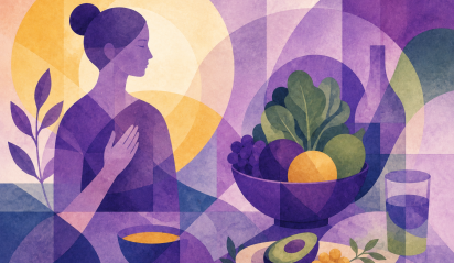 Aster Springs - blog featured image - geometric painting of veganism in eating disorder treatment