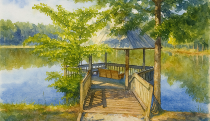 Magnolia Creek – Pencil drawing of dock Magnolia Creek - Pencil drawing of dock