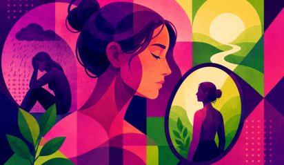 Magnolia Creek - Blog Image - geometric popart painting of the experience of having an invisible eating disorder