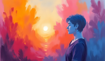 Magnolia Creek - Emotional Eating vs Binge Eating - Featured Image - watercolor of young girl in sunset