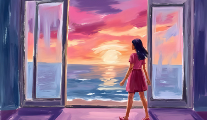 Magnolia Creek - Featured Image - Anxiety and Eating Disorders - Watercolor painting of woman standing at window